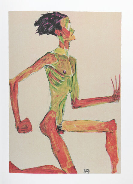 Egon Schiele, ‘Kneeling Man Nude in Profile, Facing Right (1910)’, 2007
