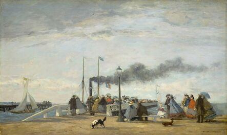 Eugène Boudin, ‘Jetty and Wharf at Trouville’, 1863