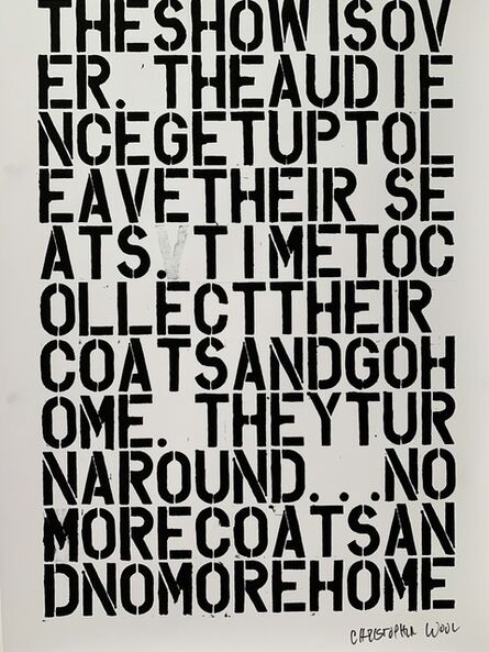Christopher Wool, ‘ CHRISTOPHER WOOL & FELIX GONZALEZ-TORRES, UNTITLED LITHOGRAPHIC PRINT’, ca. 1992