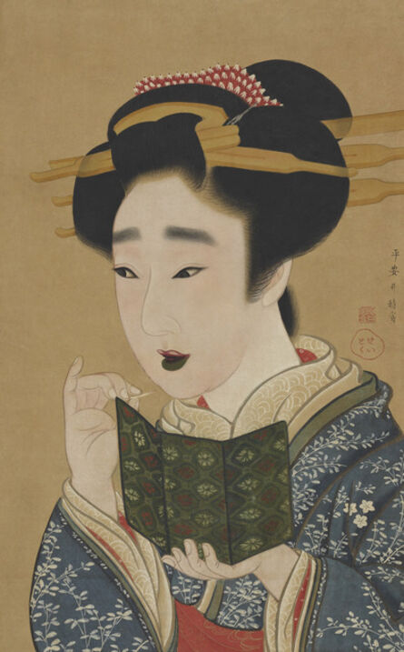 Gion Seitoku, ‘Woman Applying Makeup. Japan, Edo period (1615–1868)’, late 18th -early 19th century