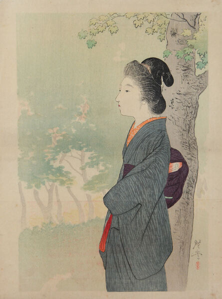 Kogyo Terasaki, ‘Lady and Maple in Summer’, ca. 1905