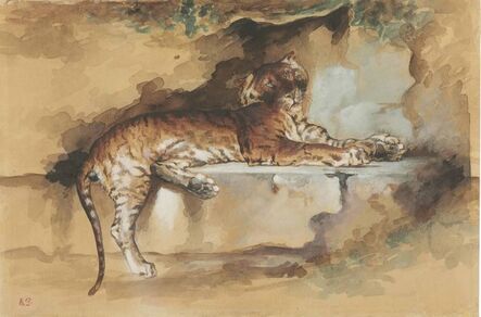 Rosa Bonheur, ‘A tiger resting on a ledge’