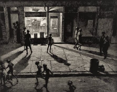 Martin Lewis, ‘Spring Night, Greenwich Village.’, 1930