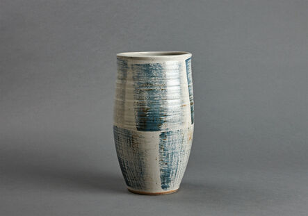 Young Jae Lee, ‘Cylindrical vase, petalite and feldspar glaze with engobe brushwork’, N/A