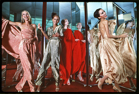 Harry Benson, ‘Halstonettes: Karen Bjornsen, Alva Chinn, Connie Cook, and Pat Cleveland in Halston Dresses, New York’, 1977