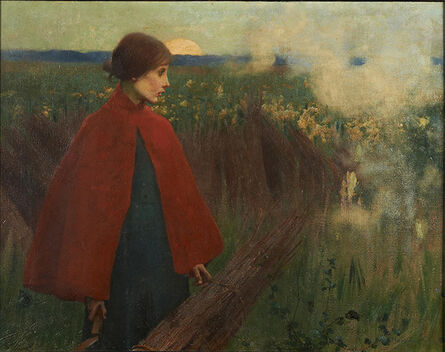 Marianne Stokes, ‘The Passing Train’, 1890