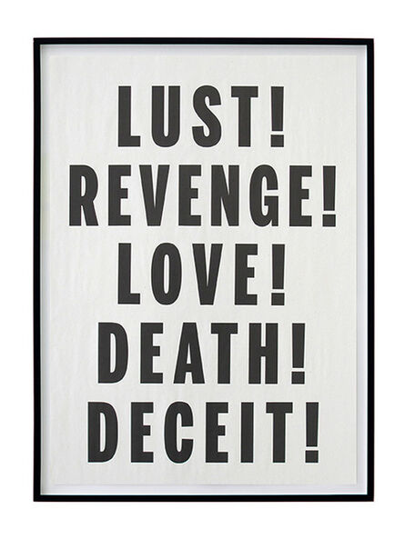 Janice Kerbel, ‘Love Lust Deceit Revenge Death’, 2014