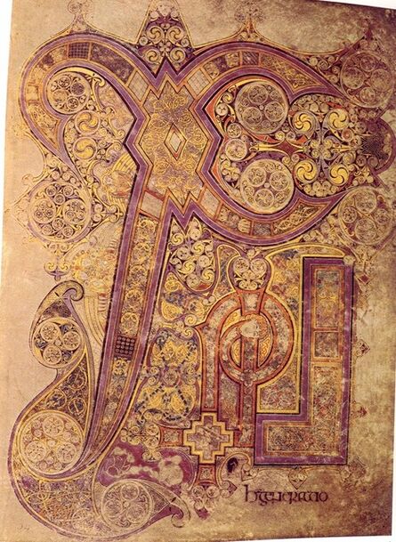 ‘Chi Rho Iota page from the Book of Kells, Matthew 1:18’, Late 8th or 9th century