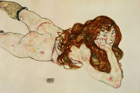 Egon Schiele, ‘Female Nude on Her Stomach’, 1917