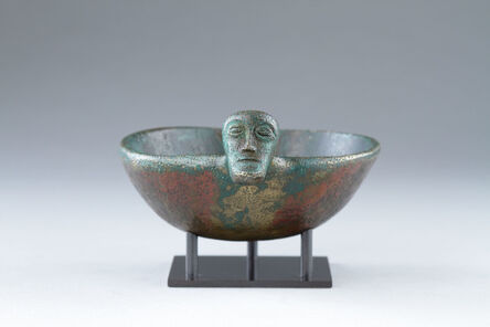 Ancient, ‘An Ancient Celtic Iron Age Bronze Cup Cast with the Upraised Head of a Clean Shaven Man ’, 500 BCE-200 BCE