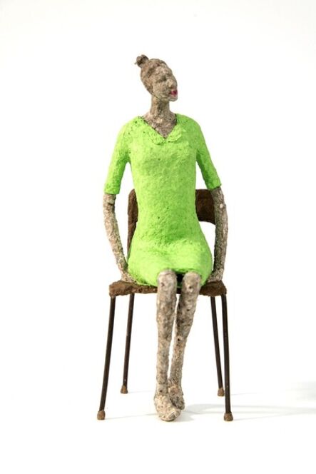 Paul Duval, ‘Pomme - bright, expressive, textured, figurative, female, paper mache sculpture’, 2021