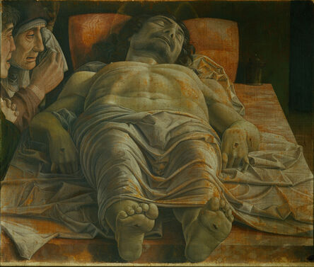 Andrea Mantegna, ‘Dead Christ ("the foreshortened Christ"), mourned by the Virgin, a pious woman and Saint John Apostle’, ca. 1480