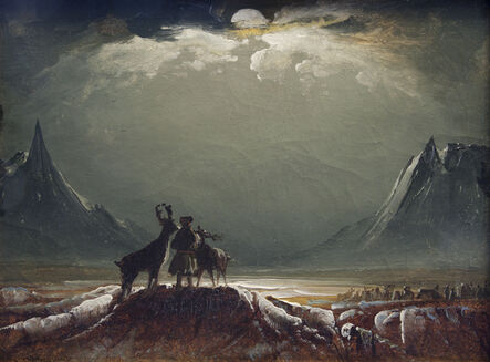 Peder Balke, ‘Landscape from Finnmark with Sámi and Reindeer’, about 1850