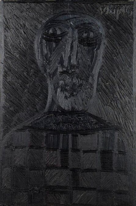 Francis Newton Souza, ‘Untitled (Black head with checkerboard shirt)’, 1965