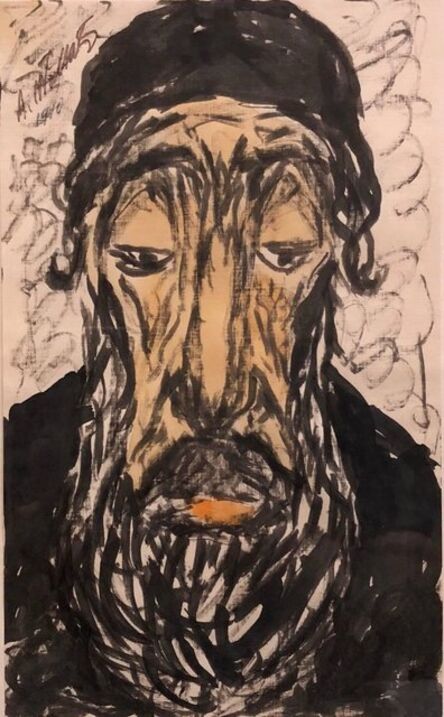 Abraham Walkowitz, ‘Modernist Watercolor Painting, Portrait of a Man, the Rabbi’, Early 20th Century