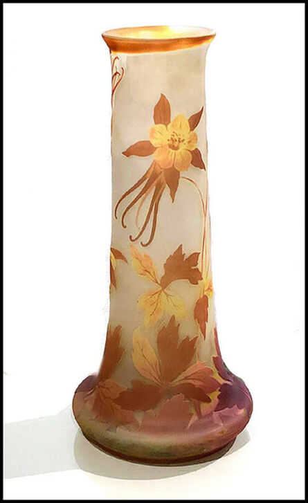 Emile Gallé, ‘Multi-Colored Slender Floral Vase’, 20th Century