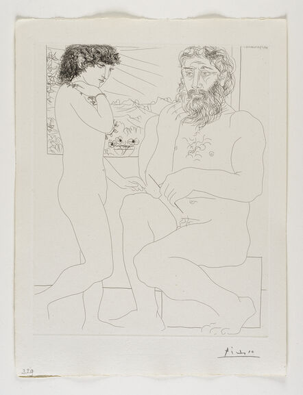 Pablo Picasso, ‘'Sculpteur songeant, Modèle aux Cheveux noirs et Bol avec trois Anémones' from the 'Suite Vollard'’, 1933