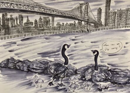 Noriko Shinohara, ‘Family of Geese at the East River Park in Brooklyn, N.Y.C’, 2020