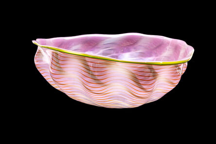 Dale Chihuly, ‘Dale Chihuly Large Signed Pink Seaform with Olive Green Lip Wrap Hand Blown Glass Sculpture’, 1983