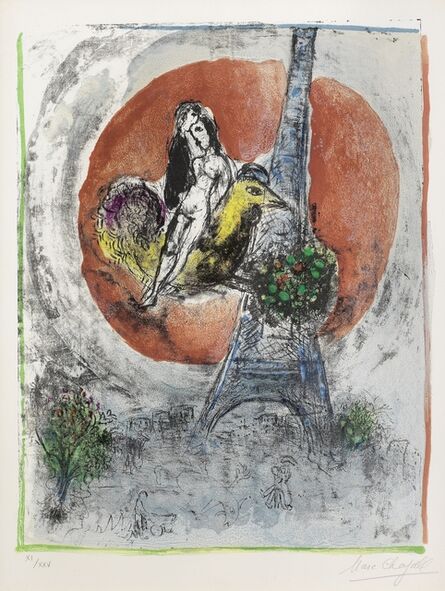 Marc Chagall, ‘Les Amoureux de la Tour Eiffel (Mourlot 187)’, 1960