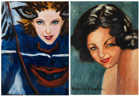 Francis Picabia, ‘Tête de femme (au recto) Portrait de femme et visage superposé (au verso)’, 1938-1939
