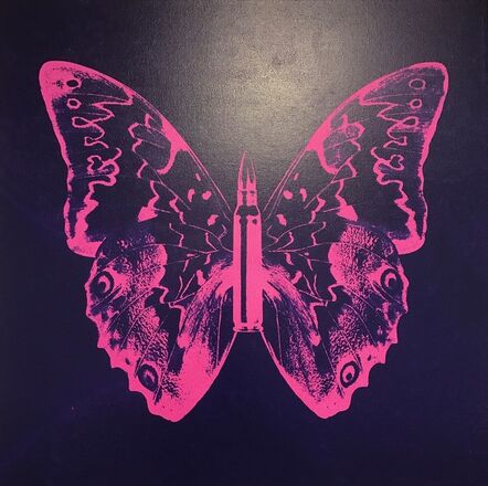 Rubem Robierb, ‘Butterfly II (Pink on dark blue)’, 2016