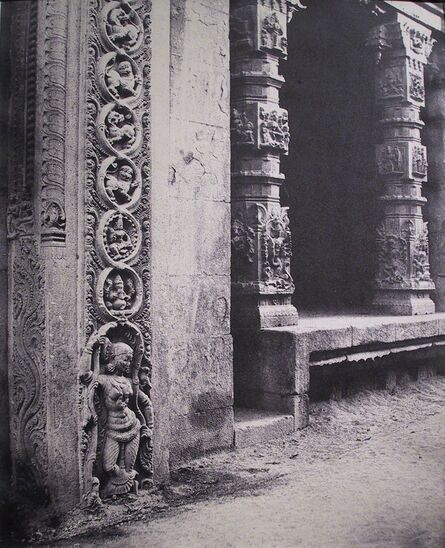 Linnaeus Tripe, ‘Basement of a monolith in the Raya Goupuram, Madura, Indai’, 1858