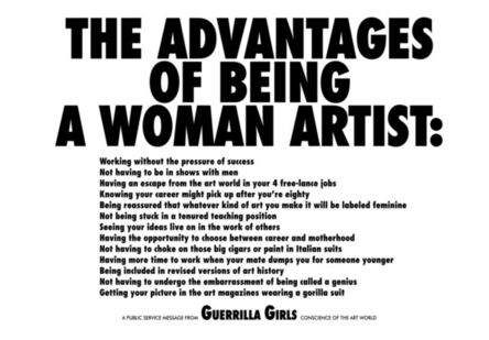 Guerrilla Girls, ‘Advantages of Being a Woman Artist’, 1988