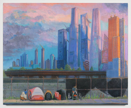 Gwyneth Leech, ‘Hudson Yards Rising with Encampment, View from West 29th Street’, 2021