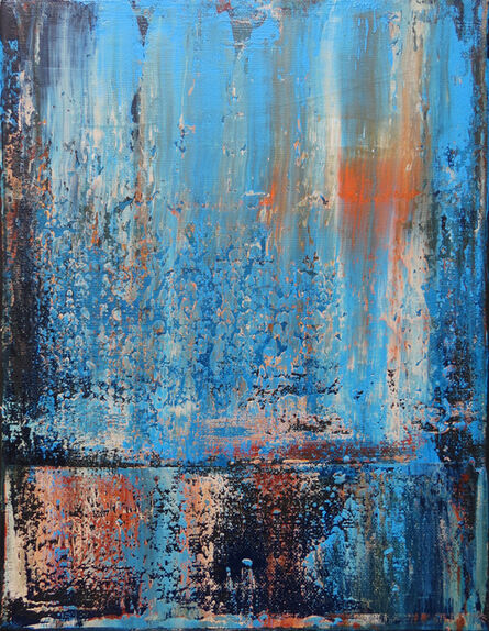Leon Grossmann, ‘Abstract Painting. Washington Lake. Sunset. Reflection. Blue, White, Grey, Black, Vibrant, bold’, 2022