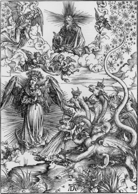 Albrecht Dürer, ‘Das Sonnenweib und der siebenköpfige drache (The Apocalyptic Woman)’, 1511