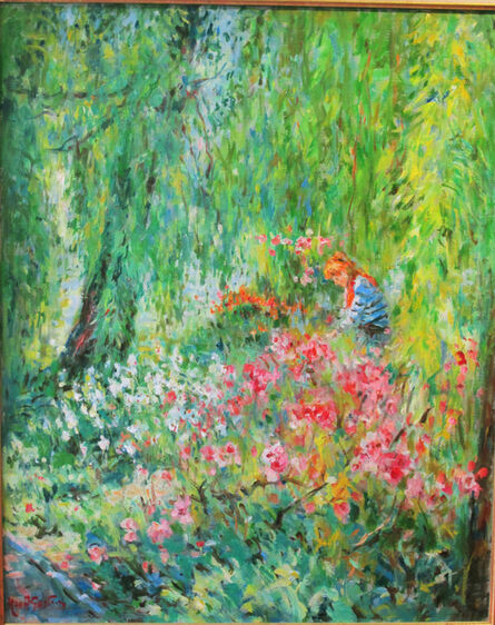 Max-Agostini, ‘35 )"Janet in the Pink Laurel in Giverny"/ "Janet dans les lauriers roses à Giverny"/ "珍妮特在吉维尼的桂冠" / "Жанет в зарослях розового олеандра"’, 1990
