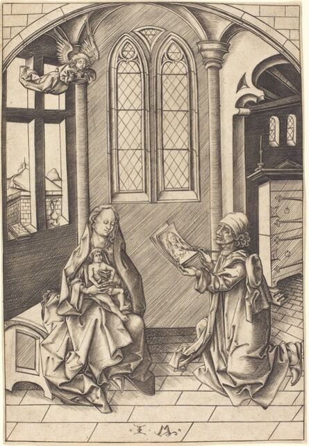 Israhel van Meckenem, ‘Saint Luke Drawing a Portrait of the Virgin’, ca. 1475