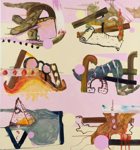 Fiona Rae, ‘Untitled (six on pink and yellow)’, 1989