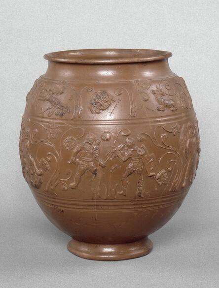 ‘Vase en céramique sigillée à décors de gladiateurs (Samian ware vase with scenes of gladiators)’, 2nd cent. AD