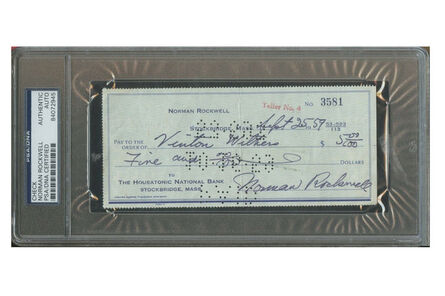Norman Rockwell, ‘"Vinton Withers", $5 Personal Check, SIGNED/Filled Out by Rockwell, The Housatonic National Bank Mass. ’, 1959