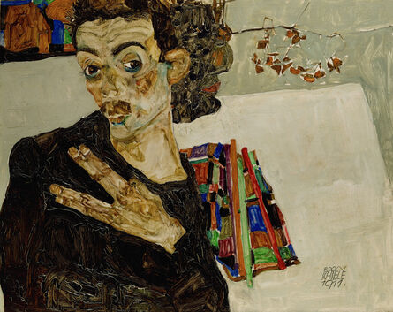 Egon Schiele, ‘Selbstportrait mit gespreizten Fingern (Self-Portrait with Spread Fingers)’, 1911