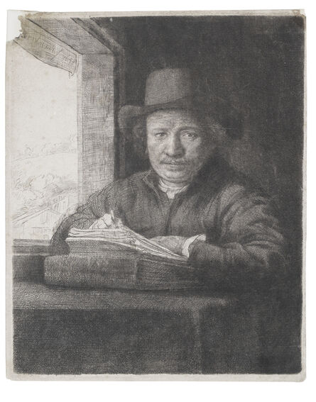 Rembrandt van Rijn, ‘Self-Portrait Etching at a Window (Bartsch 22; New Hollstein 240)’, 1648