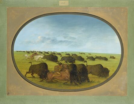 George Catlin, ‘Buffalo Chase, with Accidents’, 1861/1869