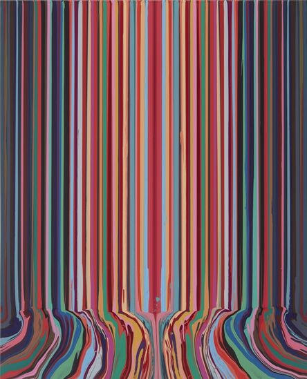 Ian Davenport, ‘Mirrored Painting: Black and Red’, 2021