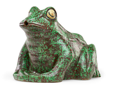 Weller Pottery, ‘Rare large Coppertone Frog lawn ornament/fountain, Zanesville, OH’, 1930s
