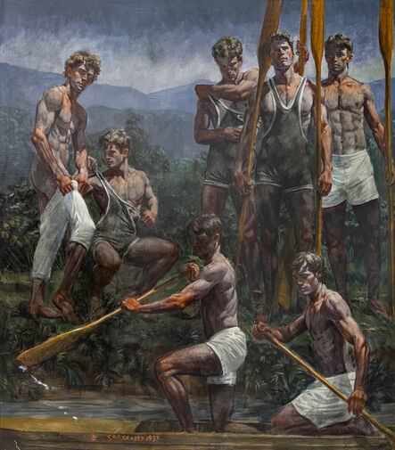 Mark Beard, ‘[Bruce Sargeant (1898-1938)] River Scene with Seven Rowers’, 1937