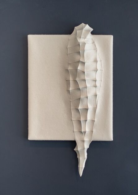 Chung-Im Kim, ‘Mutation 7 - small, white, geometrical, 3D, felt, fabric, biomorphic, wall art’, 2015