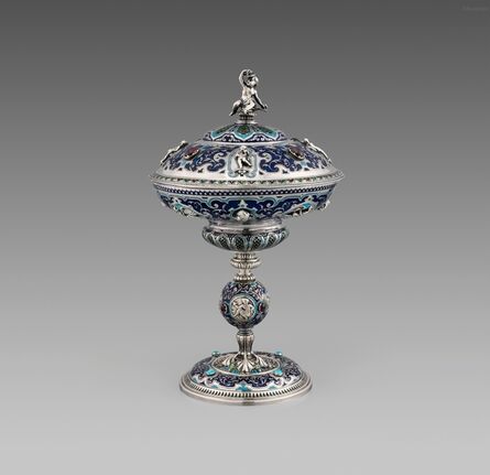 Elkington & Co, ‘A Victorian Silver, Enamel, & Hardstone Cup & Cover’, Birmingham 1863