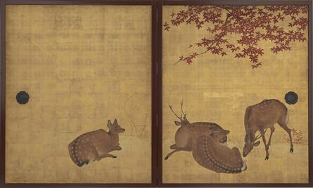 Mori Tetsuzan, ‘Deer and Maples, Cranes and Pine Sapling. Japan, Edo period (1615–1868)’, 18th-19th century