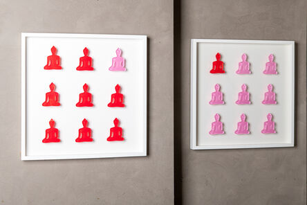 Tal Nehoray, ‘Nine No. 10 & 11 - diptych pink and red buddha wall sculpture’, 2019