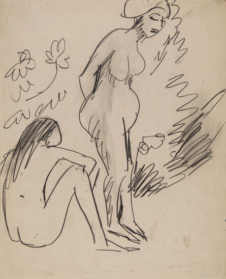 Ernst Ludwig Kirchner, ‘Stehender und sitzender Akt (Moritzburg) (Standing and Sitting Nude (Moritzburg))’, 1911