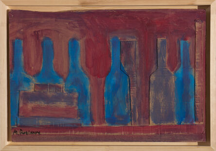 Mikhail Roginsky, ‘Blue bottles and books on red background’, 1978