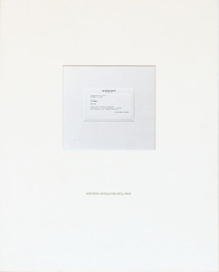 Louise Lawler, ‘WRITERS SHOULD BE WELL PAID ’, 1993/95