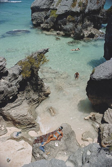 Slim Aarons, ‘On The Beach In Bermuda, 1967: Sunbathing and swimming at a beach in Bermuda’, 1967